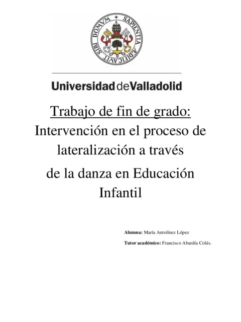 Intervención en el proceso de lateralización a través de la danza en educación infantil