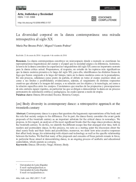 Música y sonido en la danza contemporánea occidental del siglo XX Music and sound in western twentieth-century contemporary dance