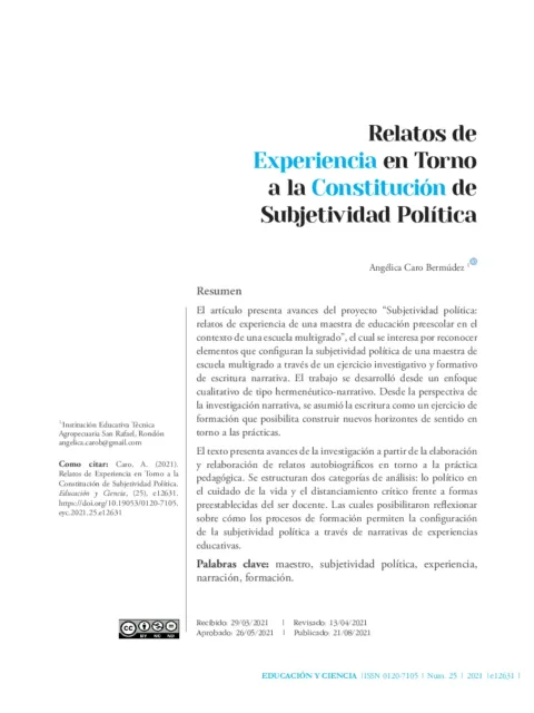 La experiencia de la danza en la constitución de subjetividad