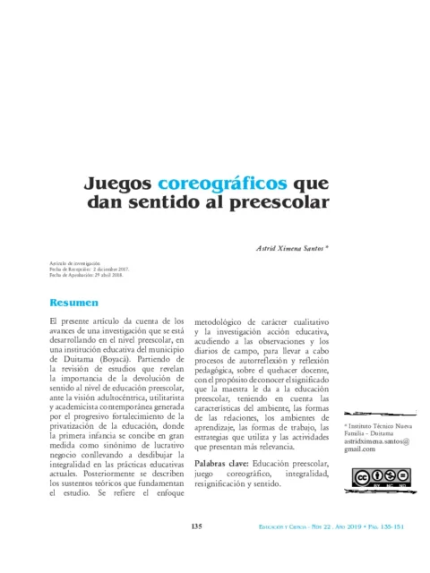 Juegos coreográficos que resignifican la práctica educativa del preescolar