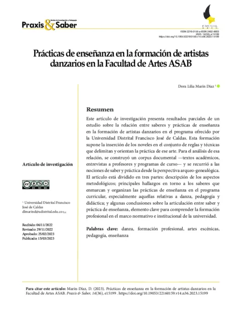 La danza tradicional colombiana en la formación de artistas danzarios profesionales: un estudio de pertinencia