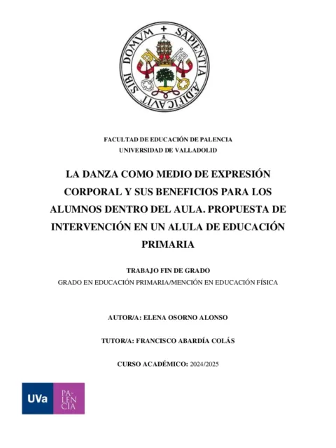 La danza como medio de expresión corporal y sus beneficios para los alumnos dentro del aula. Propuesta de intervención en un aula de Educación Primaria