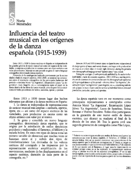 Influencia del teatro musical en los orígenes de la danza española (1915-1939)