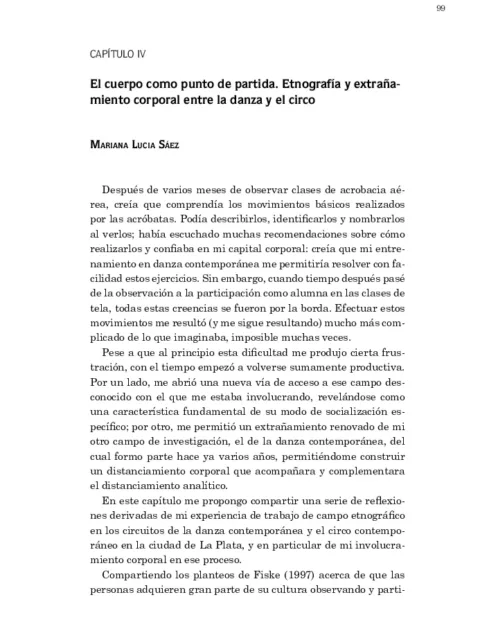 El cuerpo como punto de partida : Etnografía y extrañamiento corporal entre la danza y el circo