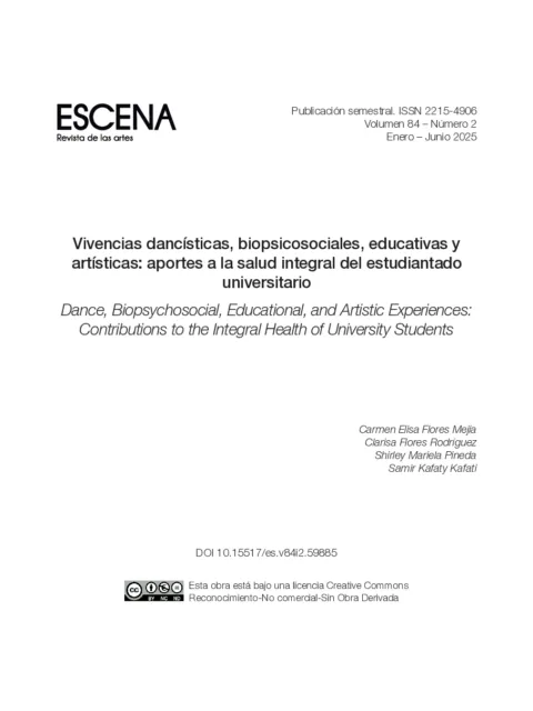 Vivencias dancísticas, biopsicosociales, educativas y artísticas: aportes a la salud integral del estudiantado universitario