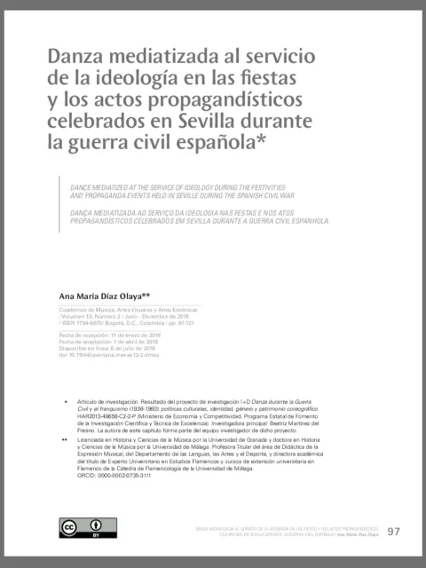 Danza mediatizada al servicio de la ideología en las fiestas y los actos propagandísticos celebrados en Sevilla durante la guerra civil española.