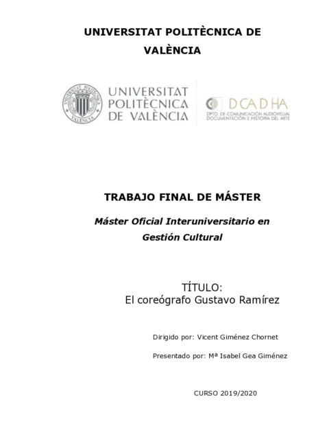 El coreógrafo Gustavo Ramírez