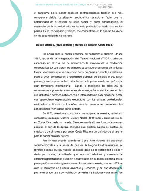 En busca de la identidad de la danza en Costa Rica