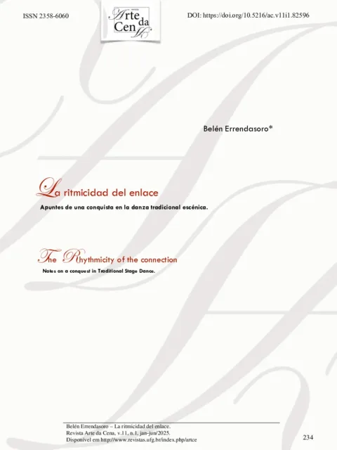 La ritmicidad del enlace. Apuntes de una conquista en la danza tradicional escénica.