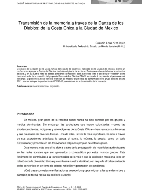 Un Tenango en la ciudad: Reflexiones en torno al Grupo de Danzantes de Diablos El Quizá, Ciudad de México