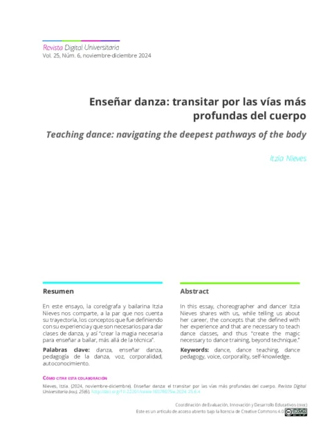 Enseñar danza: transitar por las vías más profundas del cuerpo