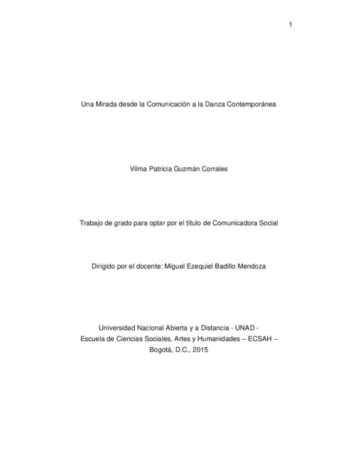 Una Mirada desde la comunicación a la danza contemporánea