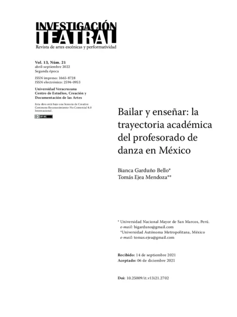 Bailar y enseñar: la trayectoria académica del profesorado de danza en la Ciudad de México