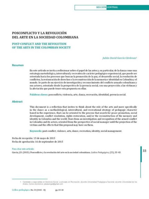 Posconflicto y la revolución del arte en la sociedad colombiana