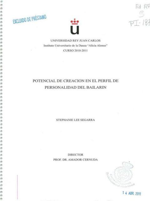 Potencial de creación en el perfil de personalidad del bailarín