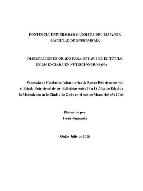 Presencia de conductas alimentarias de riesgo relacionadas con el estado nutricional de las balletistas