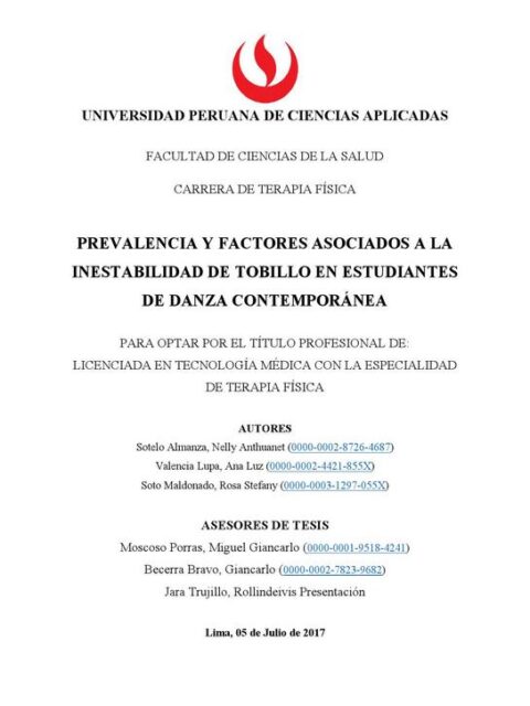 Prevalencia y factores asociados a la inestabilidad de tobillo en estudiantes de danza contemporánea