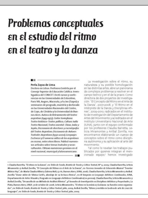 Problemas conceptuales en el estudio del ritmo en el teatro y la danza