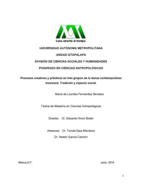 Procesos y prácticas en tres grupos de la danza contemporánea mexicana