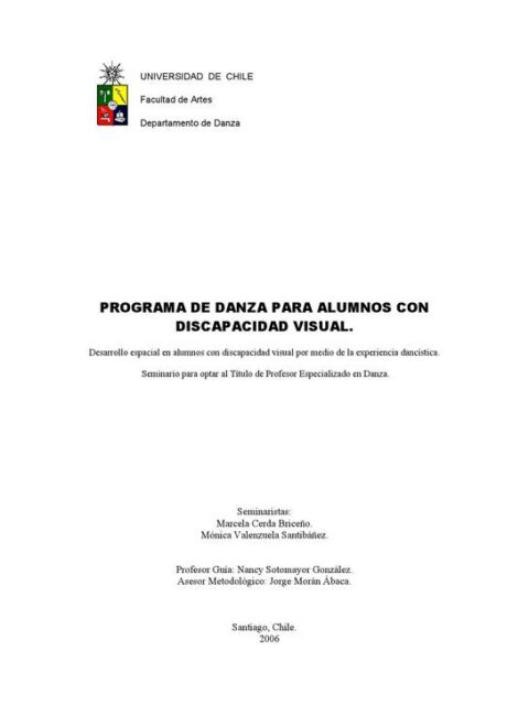 Programa de Danza para Alumnos con Discapacidad Visual
