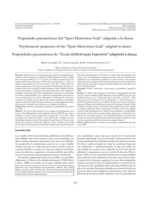 Propiedades psicométricas del “Sport Motivation Scale” adaptado a la danza