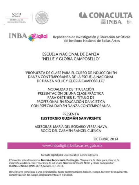 Propuesta de clase para el curso de inducción en danza contemporánea