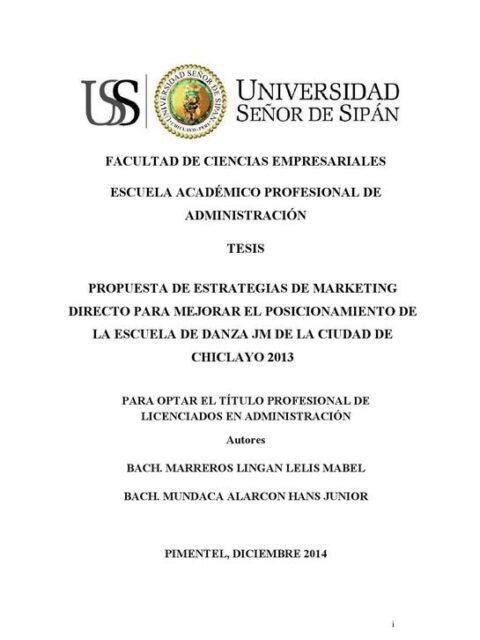 Propuesta de estrategias de marketing directo para mejorar el posicionamiento de la Escuela de Danza JM