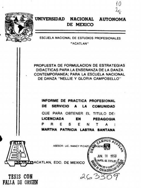 Propuesta de formulacion de estrategias didacticas para la enseñanza de la danza contemporanea