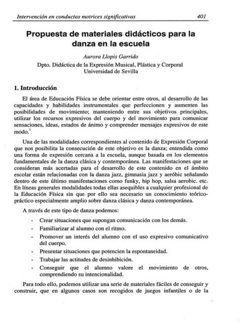 Propuesta de materiales didácticos para la danza en la escuela