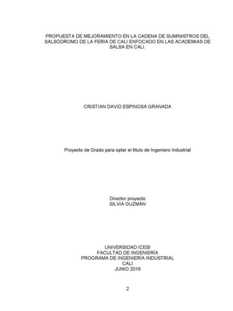Propuesta de mejoramiento en la cadena de suministros del Salsódromo de la Feria de Cali