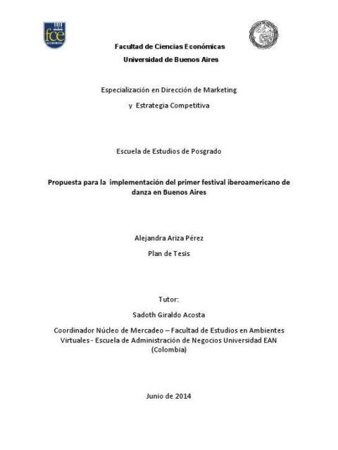 Propuesta para la implementación del primer festival iberoamericano de danza en Buenos Aires