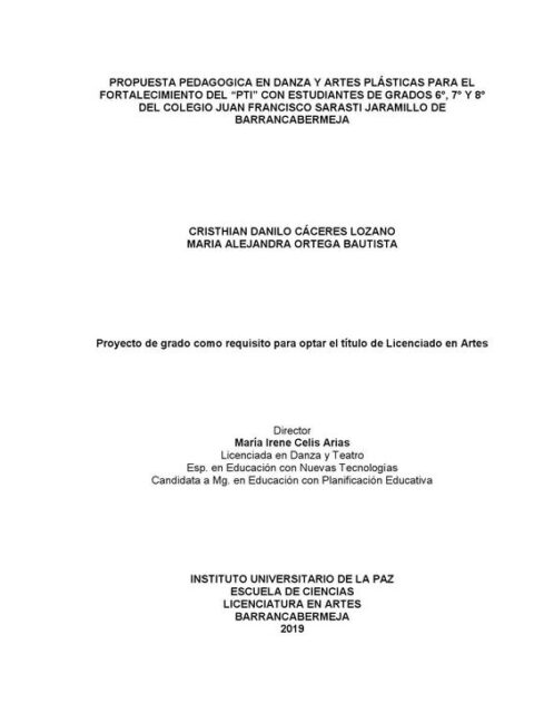 Propuesta pedagógica en danza y artes plásticas
