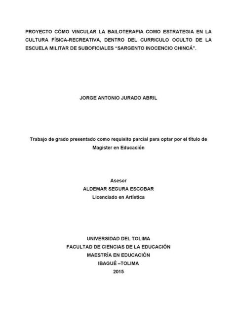 Proyecto cómo vincular la bailoterapia como estrategia en la cultura física-recreativa