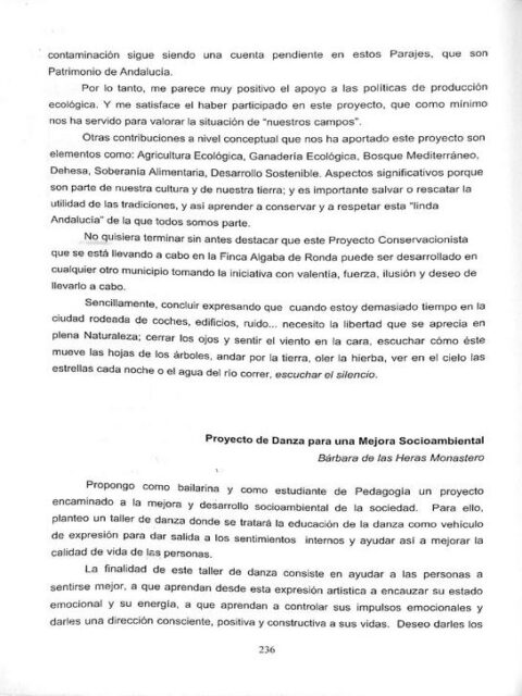 Proyecto de Danza para una Mejora Socioambiental
