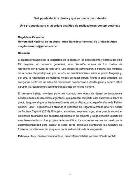 Qué puede decir la danza y qué se puede decir de ella