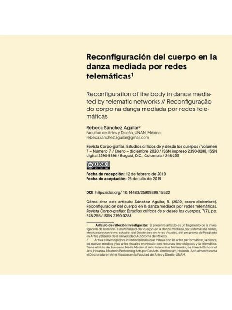 Reconfiguración del cuerpo en la danza mediada por redes telemáticas