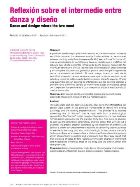Reflexión sobre el intermedio entre danza y diseño