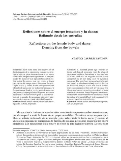 Reflexiones sobre el cuerpo femenino y la danza
