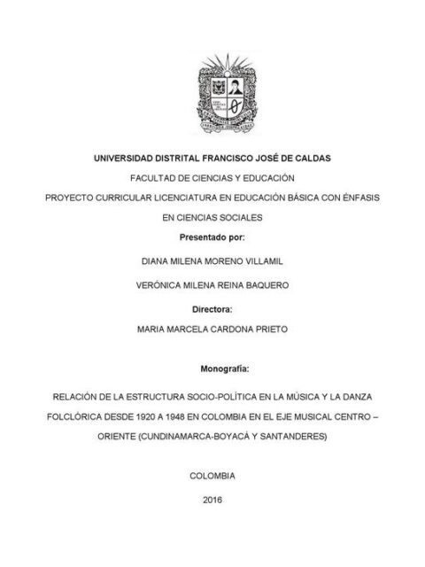 Relación de la Estructura Socio-Política en la Música y la Danza Folclórica desde 1920 a 1948