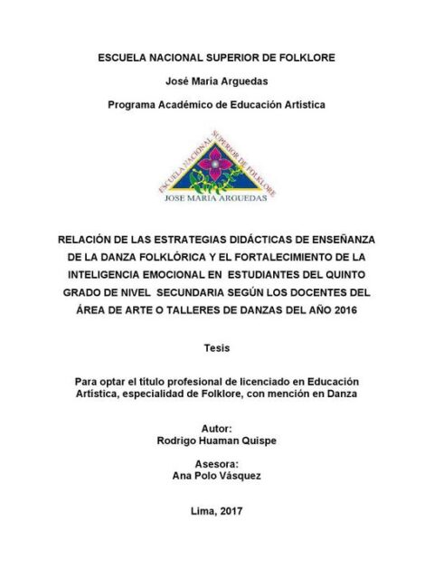 Relación de las estrategias didácticas de enseñanza de la danza folklórica y el fortalecimiento de la inteligencia emocional