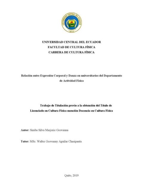 Relación entre Expresión Corporal y Danza en universitarios del Departamento de Actividad Física