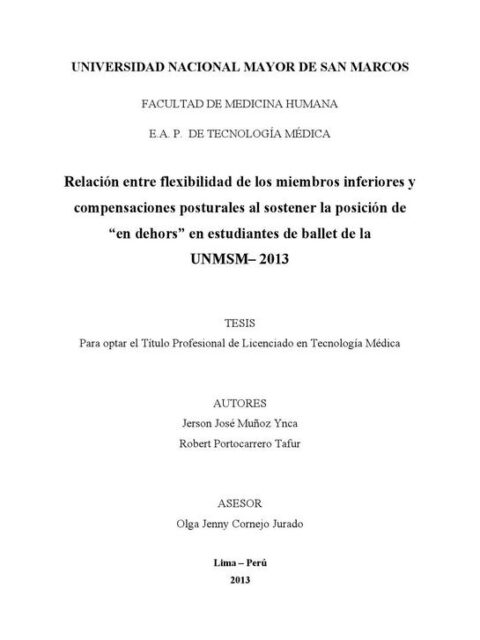 Relación entre flexibilidad de los miembros inferiores y compensaciones posturales al sostener la posición de “en dehors”