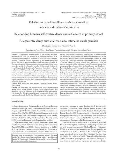 Relación entre la danza libre-creativa y autoestima