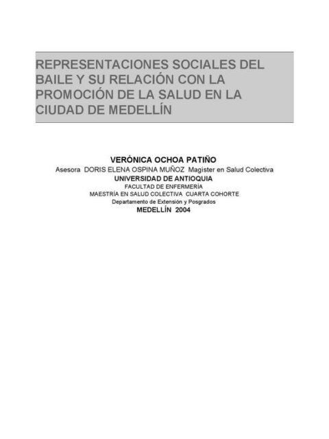 Representaciones sociales del baile y su relación con la promoción de la salud en la ciudad de Medellín