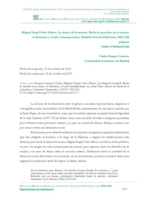 Reseña del libro “La danza de la muerte Bailar lo macabro en la escena, la literatura y el arte contemporáneo” de Miguel Ángel Ortiz Albero
