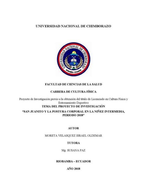 San Juanito y la postura corporal en la niñez intermedia, periodo 2018