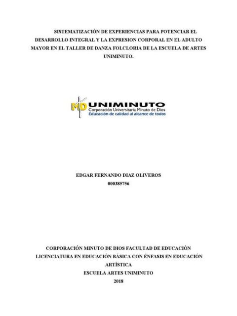 Sistematización de experiencias para potenciar el desarrollo integral y la expresión corporal en el adulto mayor en el taller de danza folcloria