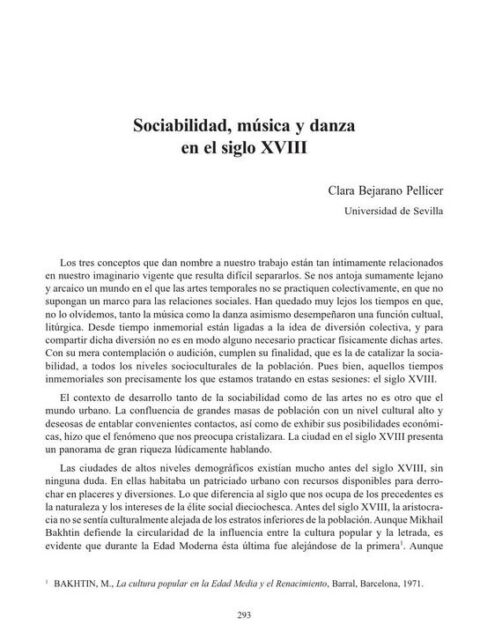 Sociabilidad, música y danza en el siglo XVIII