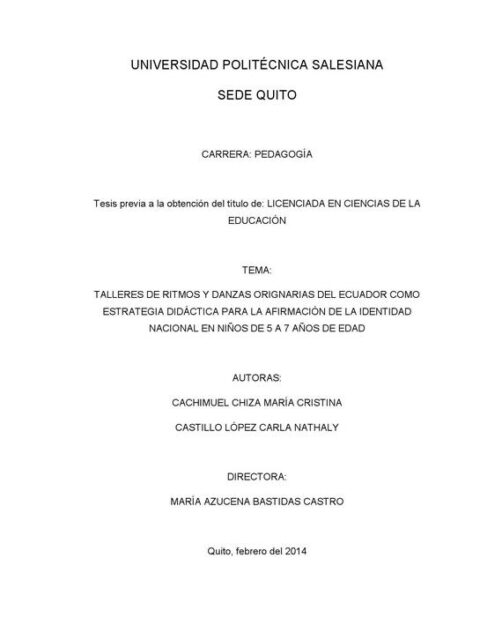 Talleres de ritmos y danzas originarias del Ecuador