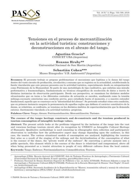 Tensiones en el proceso de mercantilización en la actividad turística